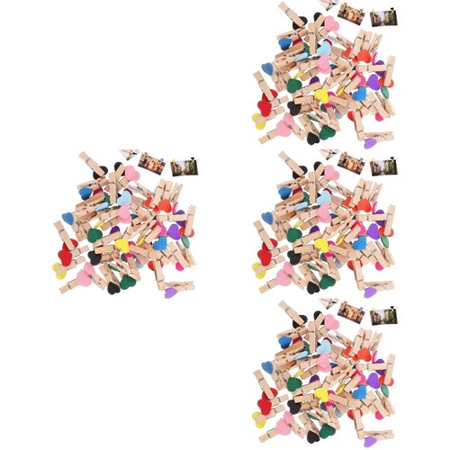 4 Pieces Clothes Line Clips Wooden Photo Wall Decorations Decorative