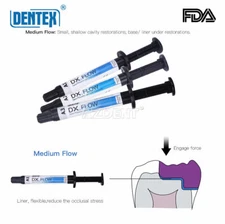 Dentex Dental Light Cure Flowable Composite Resin Medium Flow A1/A2/A3 3g/pc