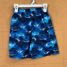 Laguna Boy's Size 5/6 Swim Trunks Blue Under The Sea Shark Scuba Diver Print