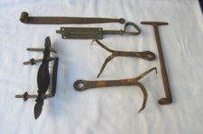 Lot of Antique Hardware, Door Latch, Hinge, Sliding Lock, Etc