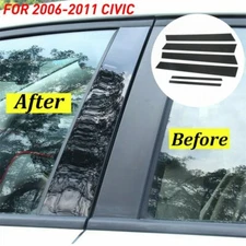 Black Pillar Posts For Honda Civic 2006-2011 (4dr) 6pc/Set Door Trim Cover Kit A