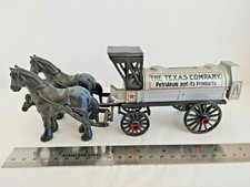 1991 Ed ERTL Diecast Bank Texaco Horse Drawn Tanker with Key  14420