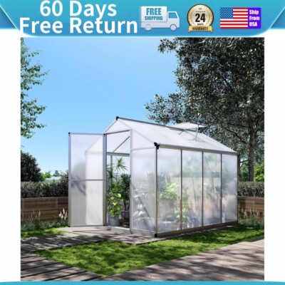 6.25 x 8 Ft Greenhouse for Outdoors Garden Backyard 24'' x 23'' Roof Windows Vent