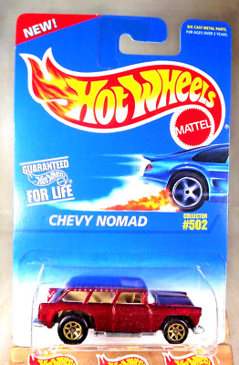 1995 Hot Wheels Blue/White Card #502 CHEVY NOMAD Maroon w/Gold 7Sp Open Steering