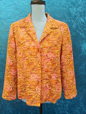 Women's Rokoko Korean Fashion Multicolored Floral Button-Up Blazer, Size 36