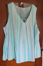NWT TIME AND TRU Women's XXXL 22 Cool Combo Striped Sleeveless Woven Tank Shirt