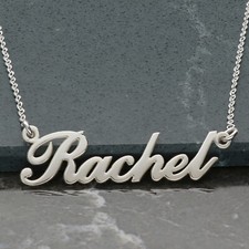 925 Sterling Silver Personalised any Name Necklace on 16" inch Chain Gift Box