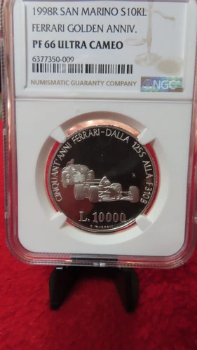 San Marino (Italy) 1998 San Marino Olympics Ferrari Silver 10,000 Lire ngc PF68