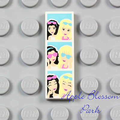 NEW Lego PHOTO BOOTH 1x3 White PRINTED FLAT TILE Female Emma Girl Friends Photos