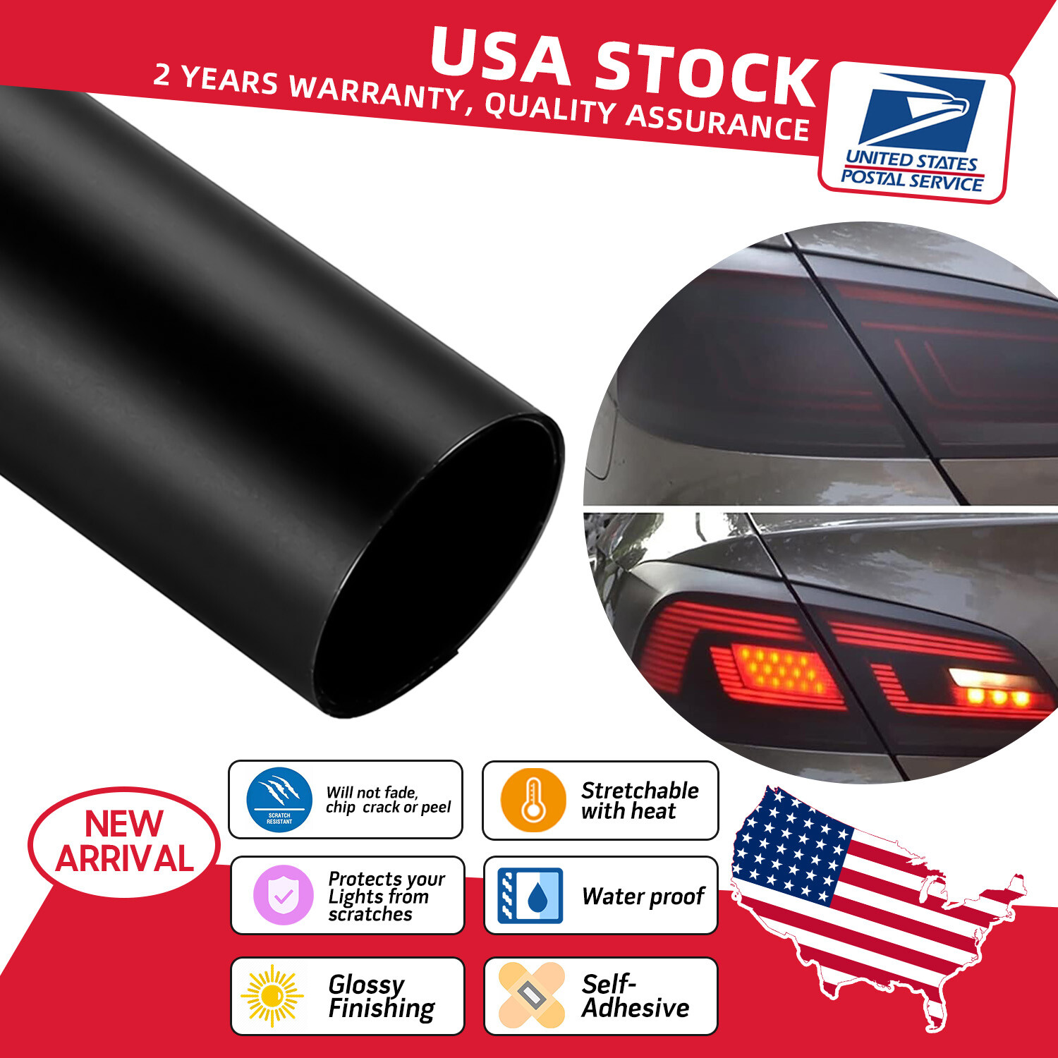 Black Smoke Medium Tint Vinyl for Headlights Taillights Fog Lights