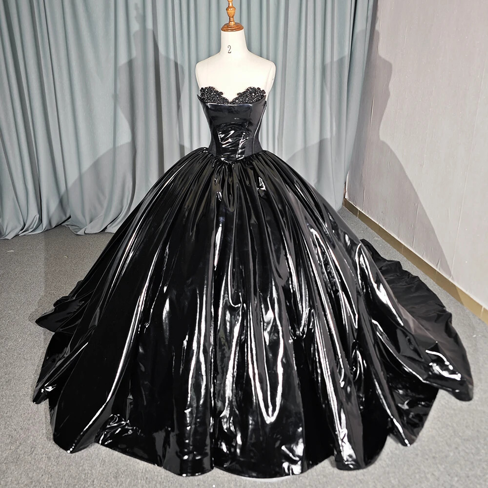 Black Princess Quinceanera Dresses Ball Gown Sequins Strapless Lace Up  Sweet 15 | eBay