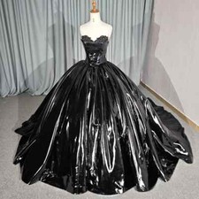 Black Princess Quinceanera Dresses Ball Gown Sequins Strapless Lace Up Sweet 15
