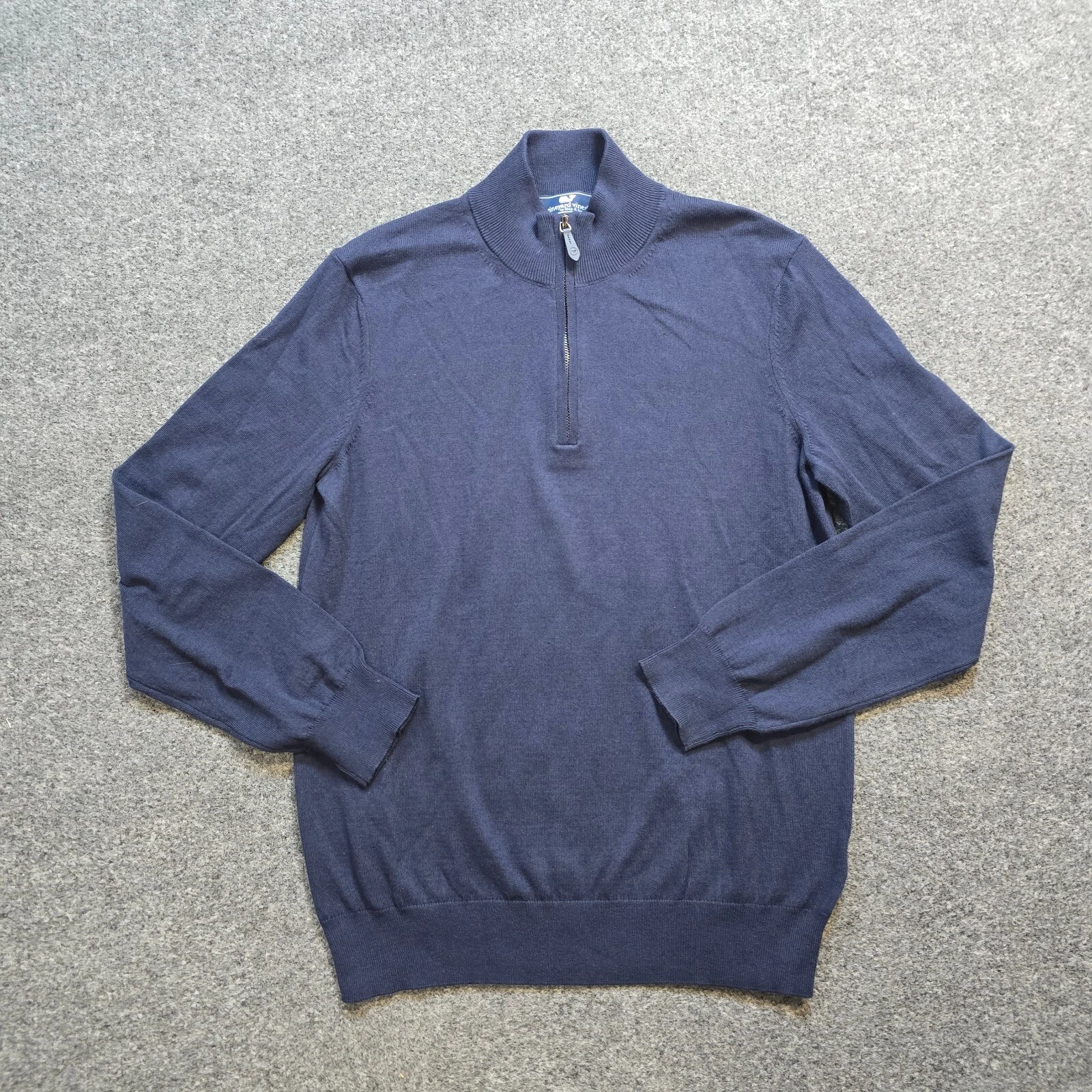 Vineyard Vines Sweater Mens Medium Blue 1/4 Zip Cashmere Blend Stretch Career
