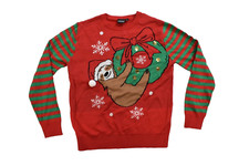 Mad Engine Juniors Sloth Hanging On Ornament Ugly Christmas Sweater NWT XL