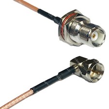 RG316 TNC FEMALE BULKHEAD to F MALE ANGLE RF Cable Rapid-SHIP LOT