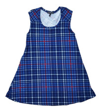 Derek Heart Navy Plaid A-Line Sleeveless Dress Size Med Crewneck