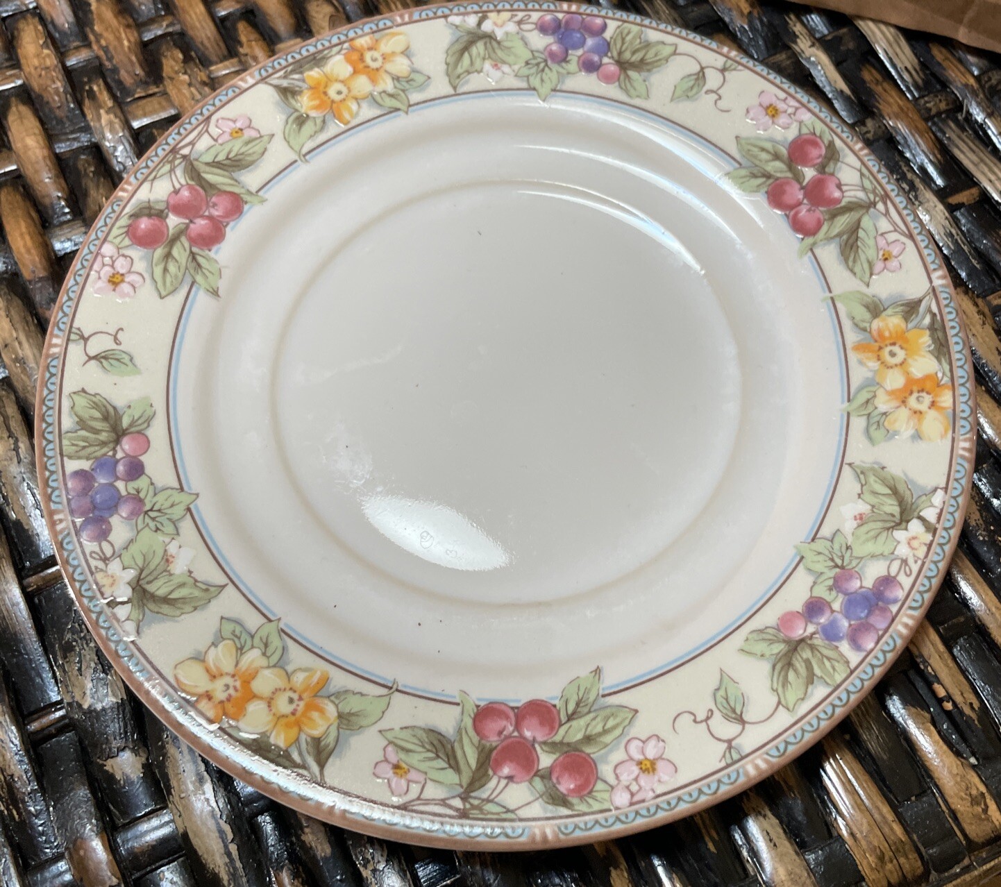 Blossom Flat Bottom Cup Saucer Missono Stoneware #4950 Floral Flower Vtg R1S2