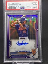 2021 Bowman Chrome Prospects Purple Refractor 112/150 Endy Rodriguez PSA 9 Auto