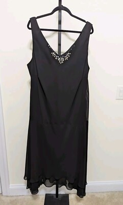 Catherines Women's Plus Black Sleeveless Midi Rhinestone Formal Dress Size  28W | eBay