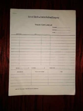 Vintage Detroit Toledo & Ironton Railroad Railway Train DT&I Form 7519 Train 