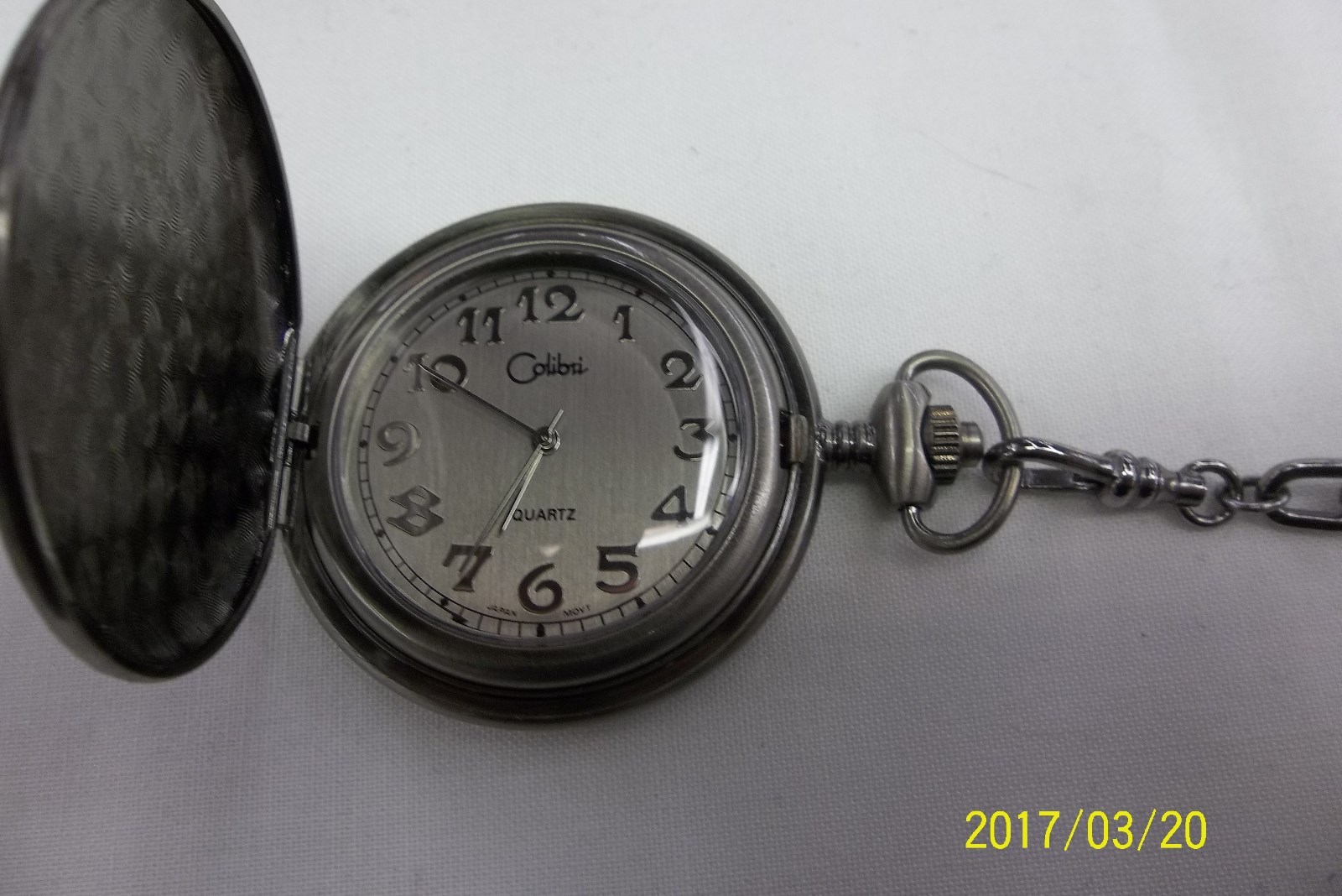 COLIBRI SILVERTONE SILVER FACE POCKET WATCH JAPAN MOVT New FREE SHIP eBay