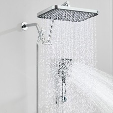 Chrome Rain Shower Head with Handheld Spray Combo High Pressure Adjustable Arm