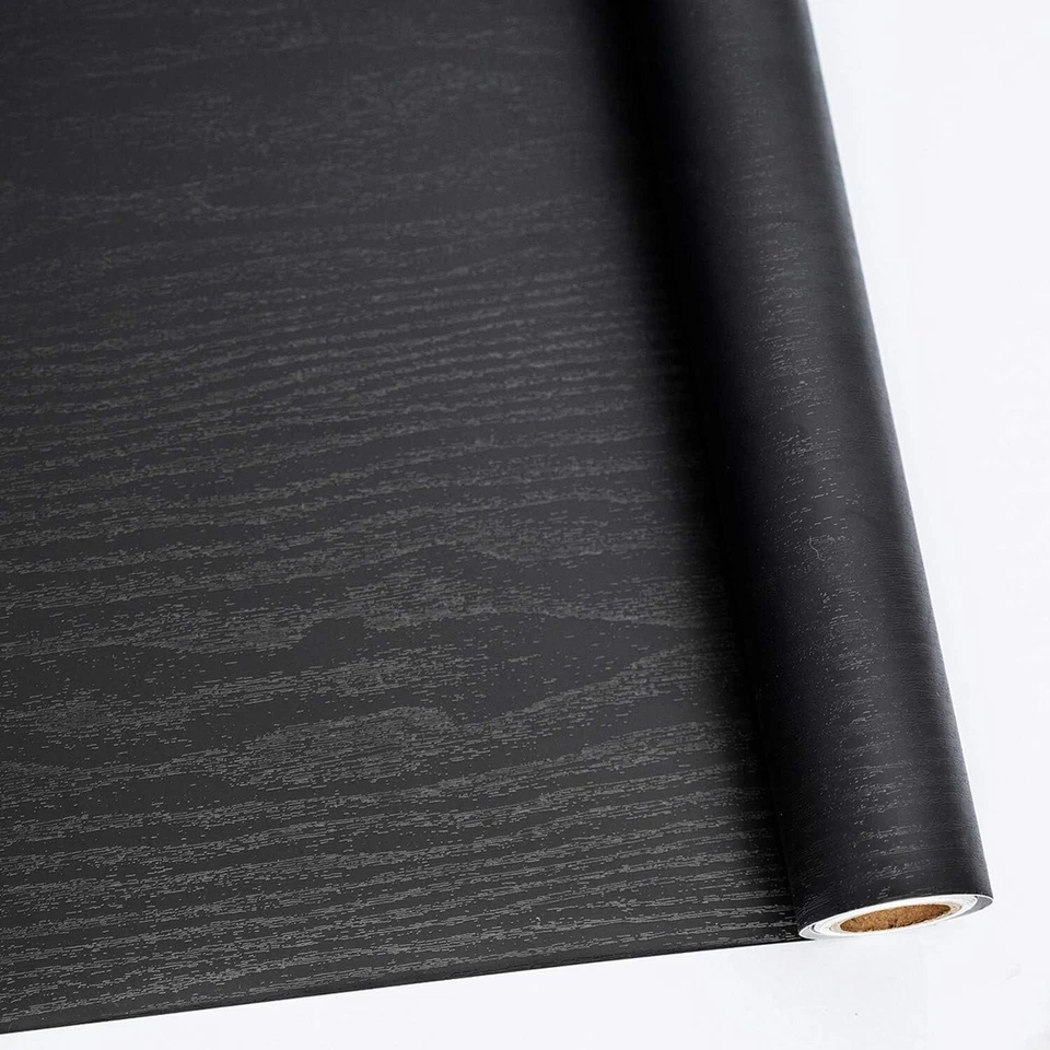 Black Wood Grain Contact Paper Peel Stick Self Adhesive Wallpaper Vinyl Wrap New - Image 4 of 4