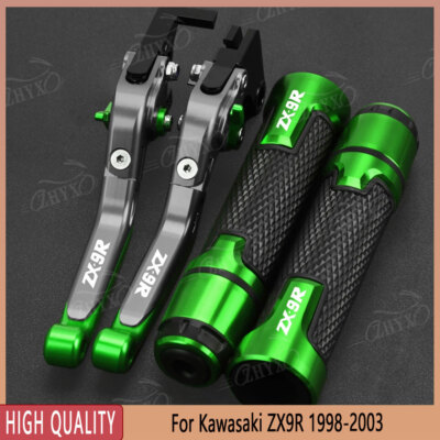 For Kawasaki ZX9R 1998-2003 CNC Brake Clutch Levers Handlebar Grips Sets New
