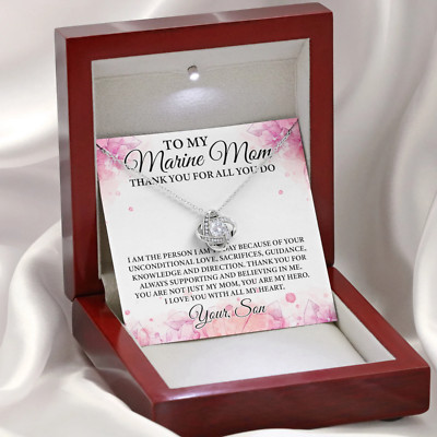 To My Marine Mom Thank You For All You Do Necklace, Proud Marine Mom Necklace