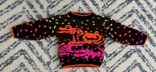 Vintage 90s McDonalds McKids Neon Dinosaurs Animal Sweater Sz. 5-6