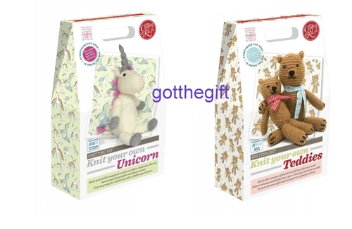 Crafty Kit Knit Your Own Kit - Choose from Unicorn or Teddies - Made in UK