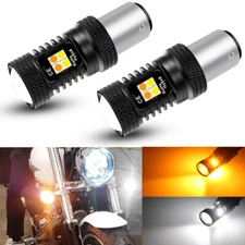 2X 1157 2357 White Amber Switchback LED Turn Signal Light Bulbs For Motorcycle