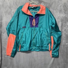 Columbia Radial Sleeve Jacket Men s M Vtg 90s Neon Colorblock Windbreaker Flaw