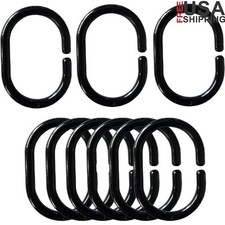 Plastic Shower Curtain Hooks C Shaped Flexible Easy Install Rustproof 12 Pack US