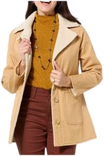 DG2 by Diane Gilman Women's Denim Sherpa Coat Latte