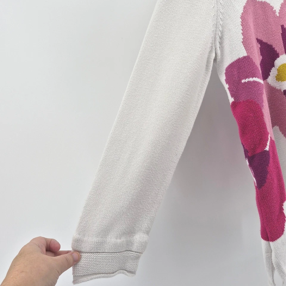 Suéter tejido Coldwater Creek para mujer blanco estampado floral talla mediana Cottagecore Foto 4 de 4