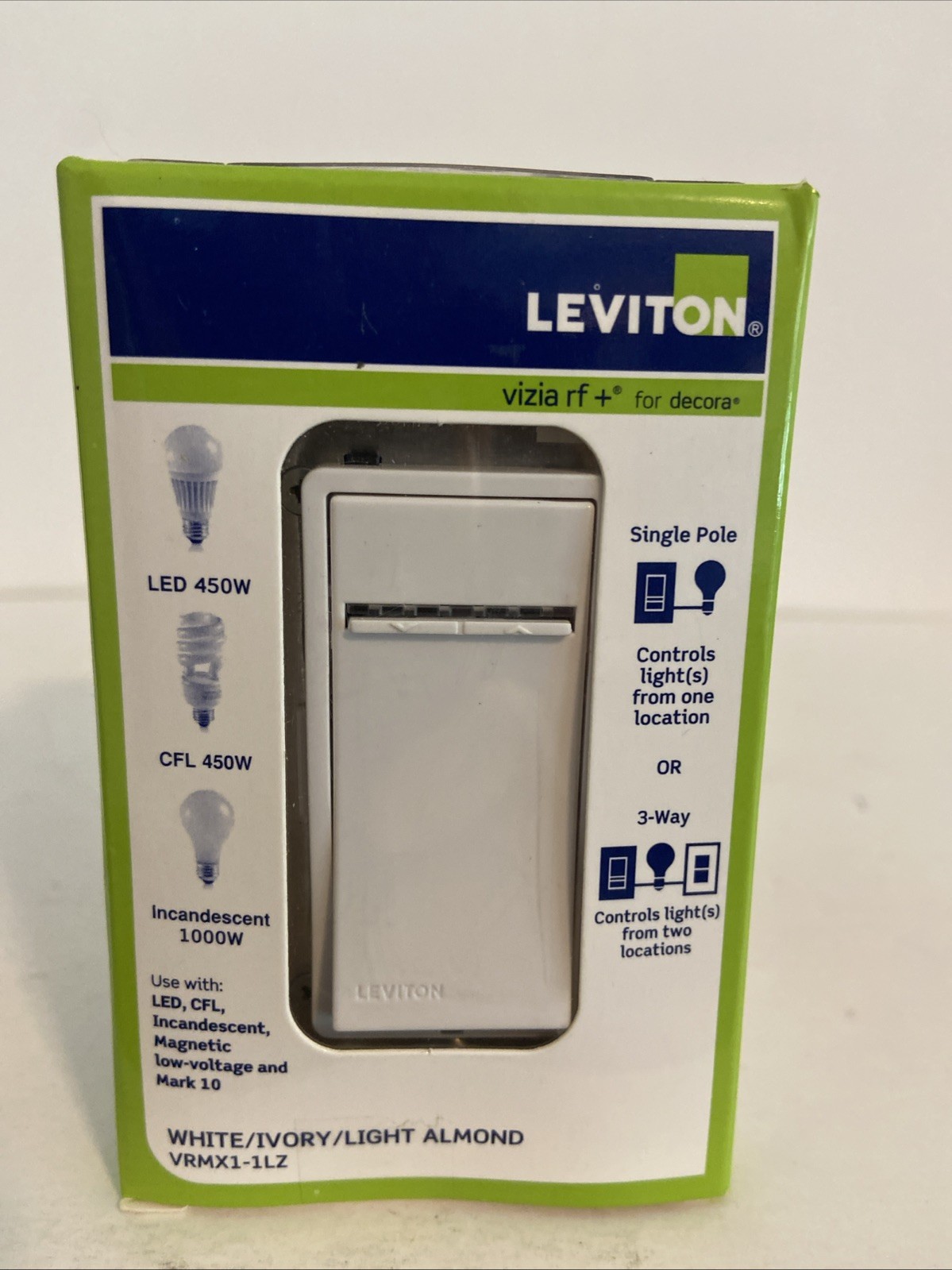 Leviton ZWave Smart Dimmer VRMX1-1LZ in White Ivory Light Almond