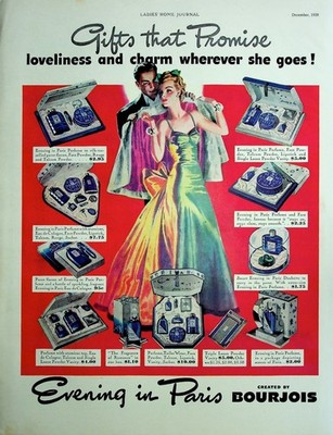 Original 1939 Vintage Health & Beauty Ad: Evening in Paris Created by Bourjois