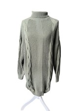 Women's SHEIN Green Cable Knit Turtleneck Sweater Dress M