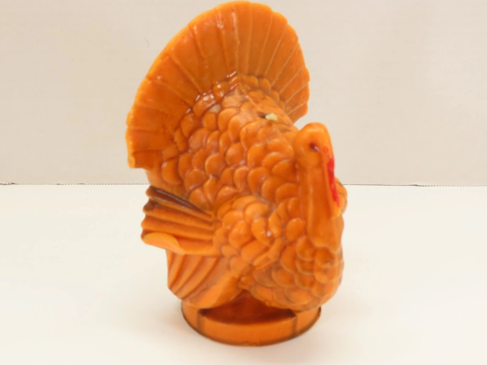 Gurley Turkey Wax Candle Thanksgiving Figurine Orange Vintage Large  6.5"H D2719 image 1