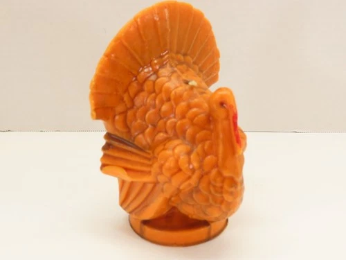 Gurley Turkey Wax Candle Thanksgiving Figurine Orange Vintage Large  6.5"H D2719 - product listing photo