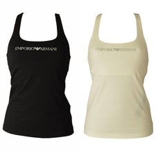 SG Women's EMPORIO ARMANI Narrow Shoulder Logo Printed Cotton Elastic Tank Top