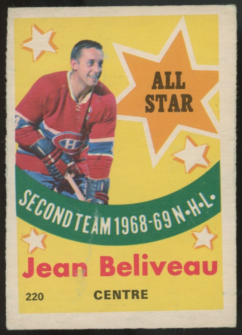 Jean Beliveau #220 Hockey Cards 1969 O-Pee-Chee trading card — raw and PSA graded price guide