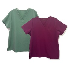 Mandala Womens Scrub Top Lot Large Short Sleeve V Neck Pockets Size