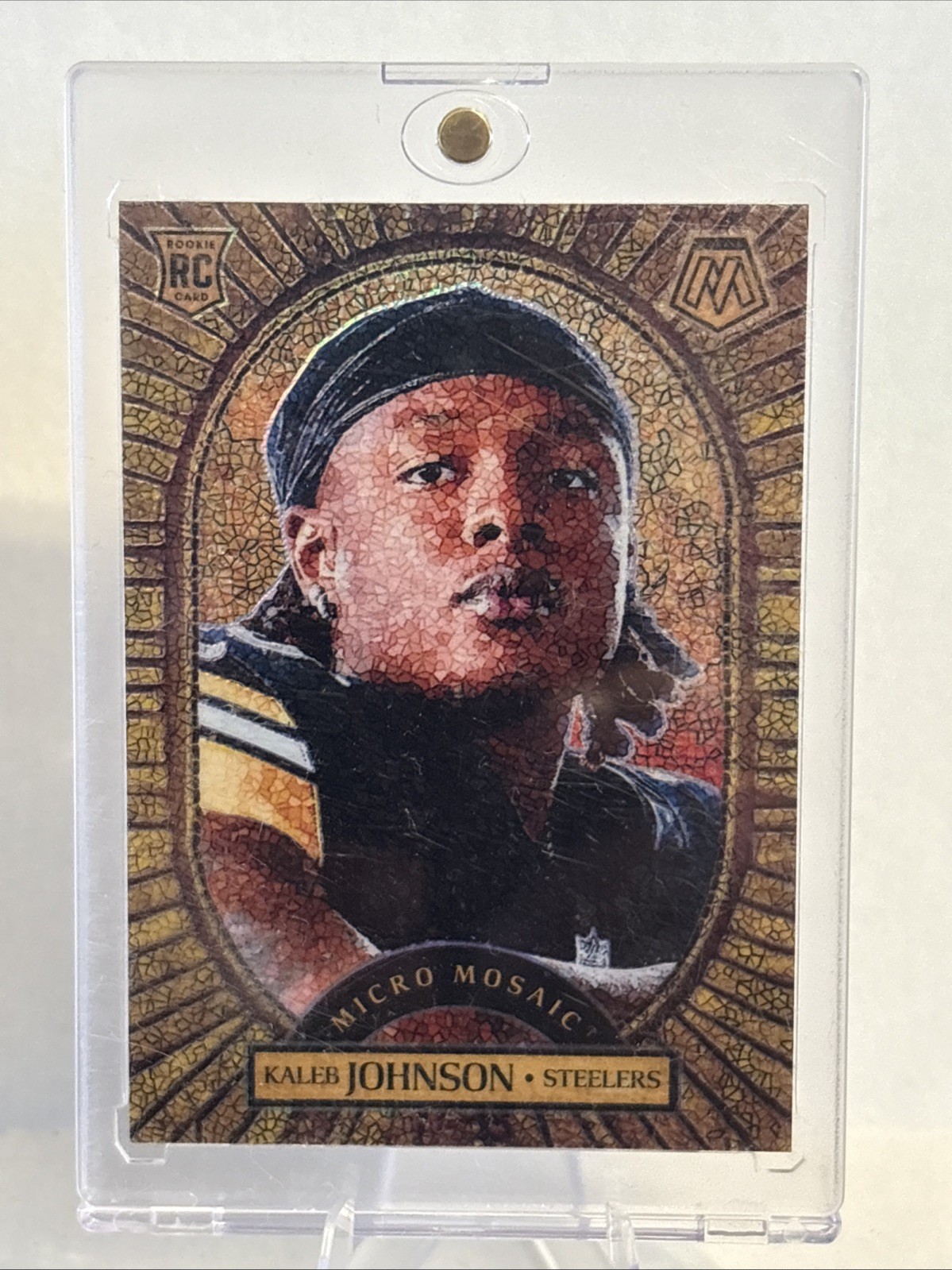 2025 Mosaic Kaleb Johnson RC Micro Mosaic Case Hit