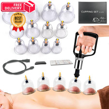 AIKOTOO Cupping Kit for Massage Therapy Set with 12 CUPS, Black Hand Pump