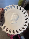 Vintage B Fenton Milk Glass John F Kennedy Commerative Ruffle Cut Out Wall Plate
