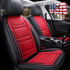 For 5-seat Car Seat Cover Full Surrounded Frontrear Set Blackred Pu Leather Us