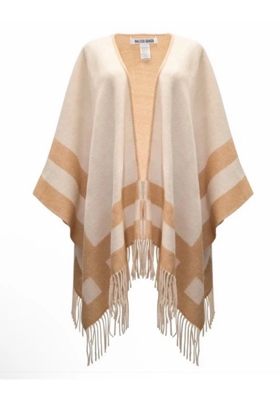 NWT Walter Baker Veruschka Poncho Camel/Ivory Size O/S Reversible
