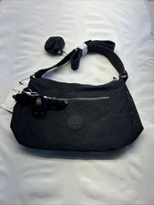 Kipling Crossbody Bag Shinae Black Tonal Bag for Earphones and Purse Charm NEW